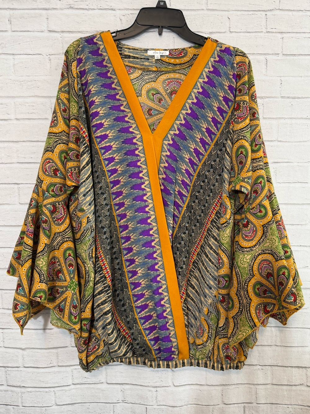 Mirror Image Vintage or Vintage 60s Style Top, Wrap Front, Bell Sleeves.